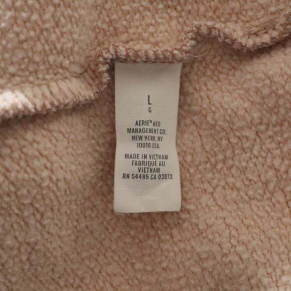 Aerie Cropped Sz Lrg Peach Cropped Button Henley Pullover Long Sleeve Sweatshirt - Picture 11 of 14